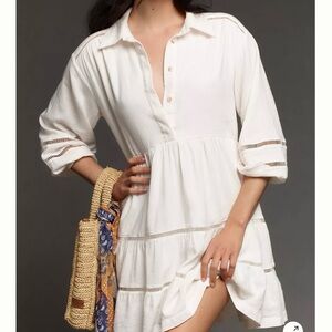 NWT Bettina Mini Linen Shirt Dress by Maeve in PINK Size M